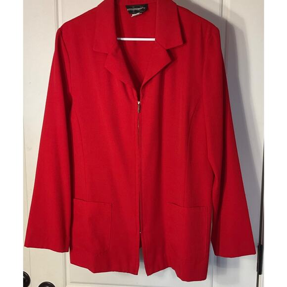 Requirements Jackets & Blazers - Requirements Red Long Sleeve Blazer W/Pockets and Zipper Plus 16